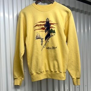 Catalina Yellow Crewneck Sweater with‎ Artistic Design